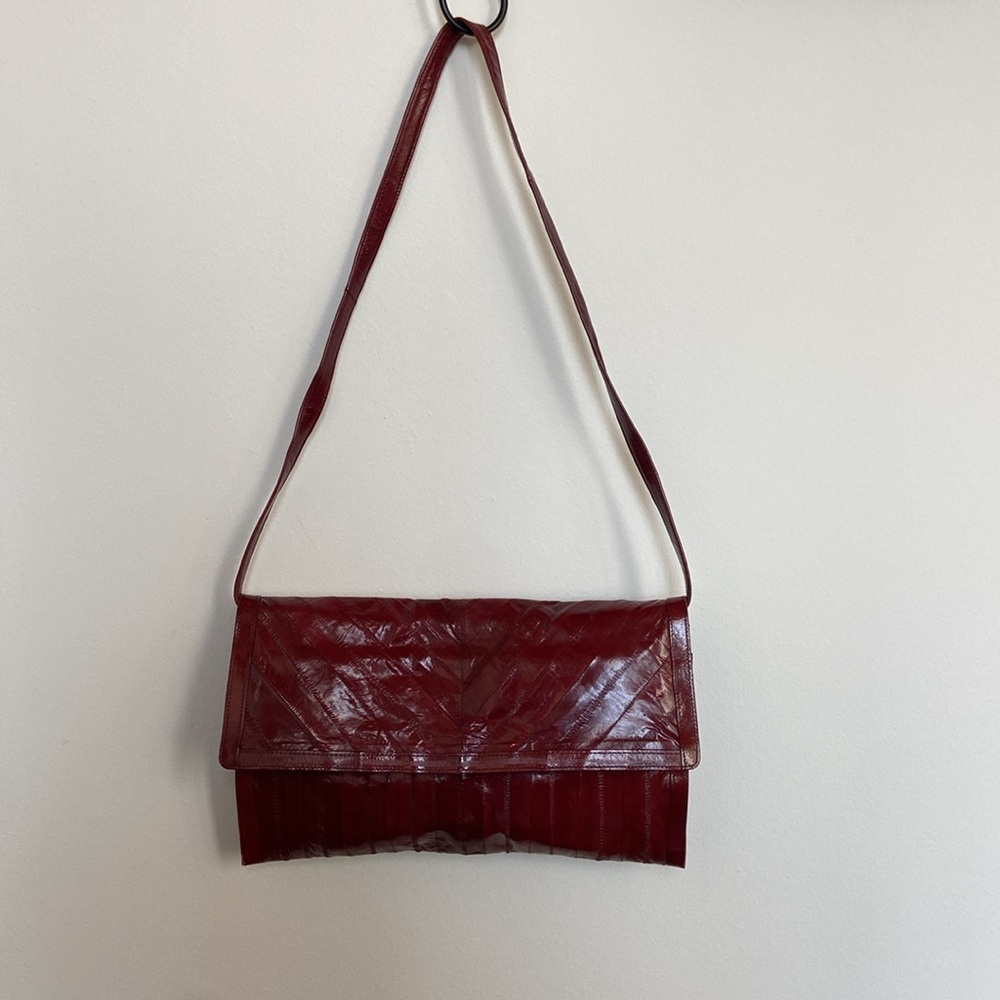 Vintage Red Eel Shoulder Bag or Clutch - Picture 4 of 16